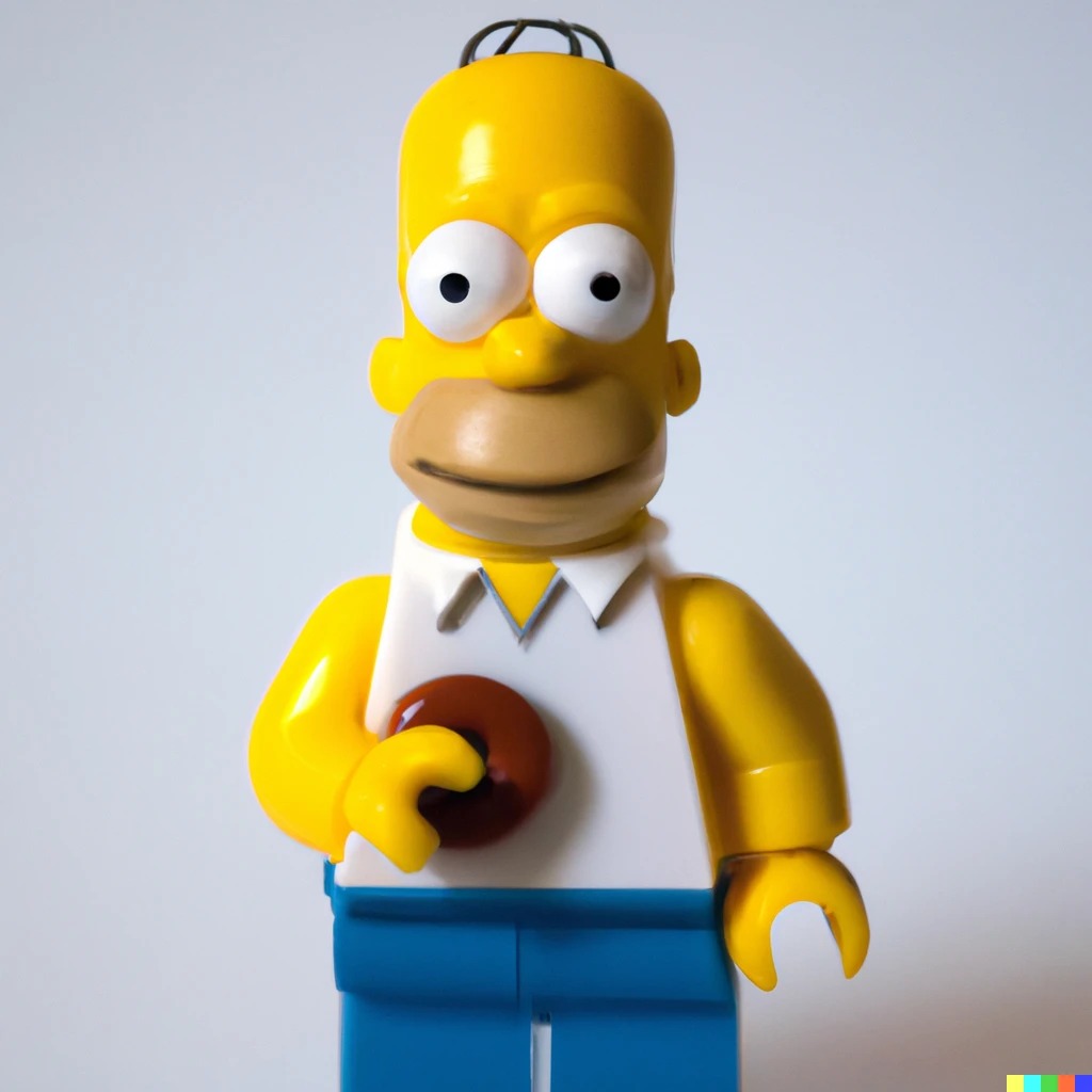Prompt: Homer Simpson as Lego Minifigure