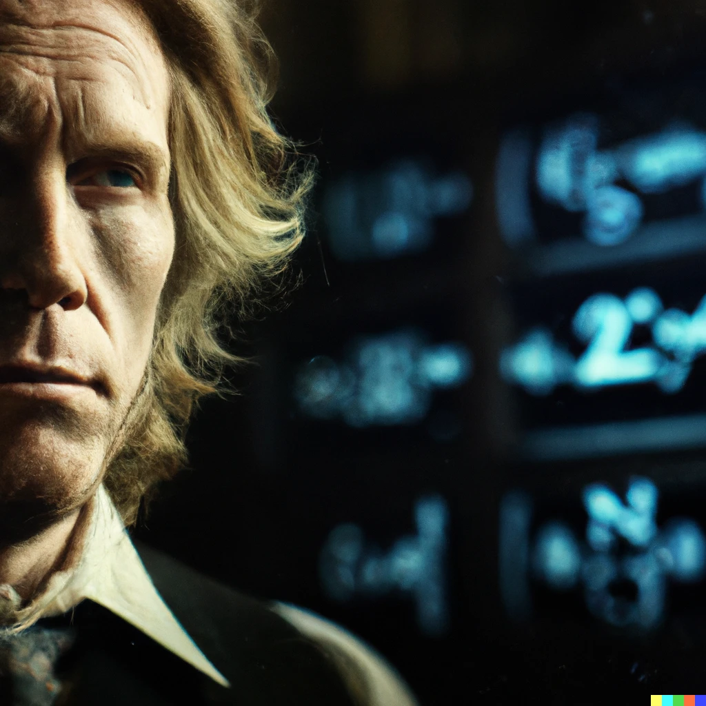 Prompt: A cinematic still of isaac newton the physicist in the movie "Limitless" 