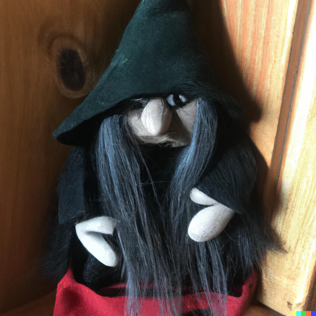 Prompt: Baba Yaga as a children’s plushie