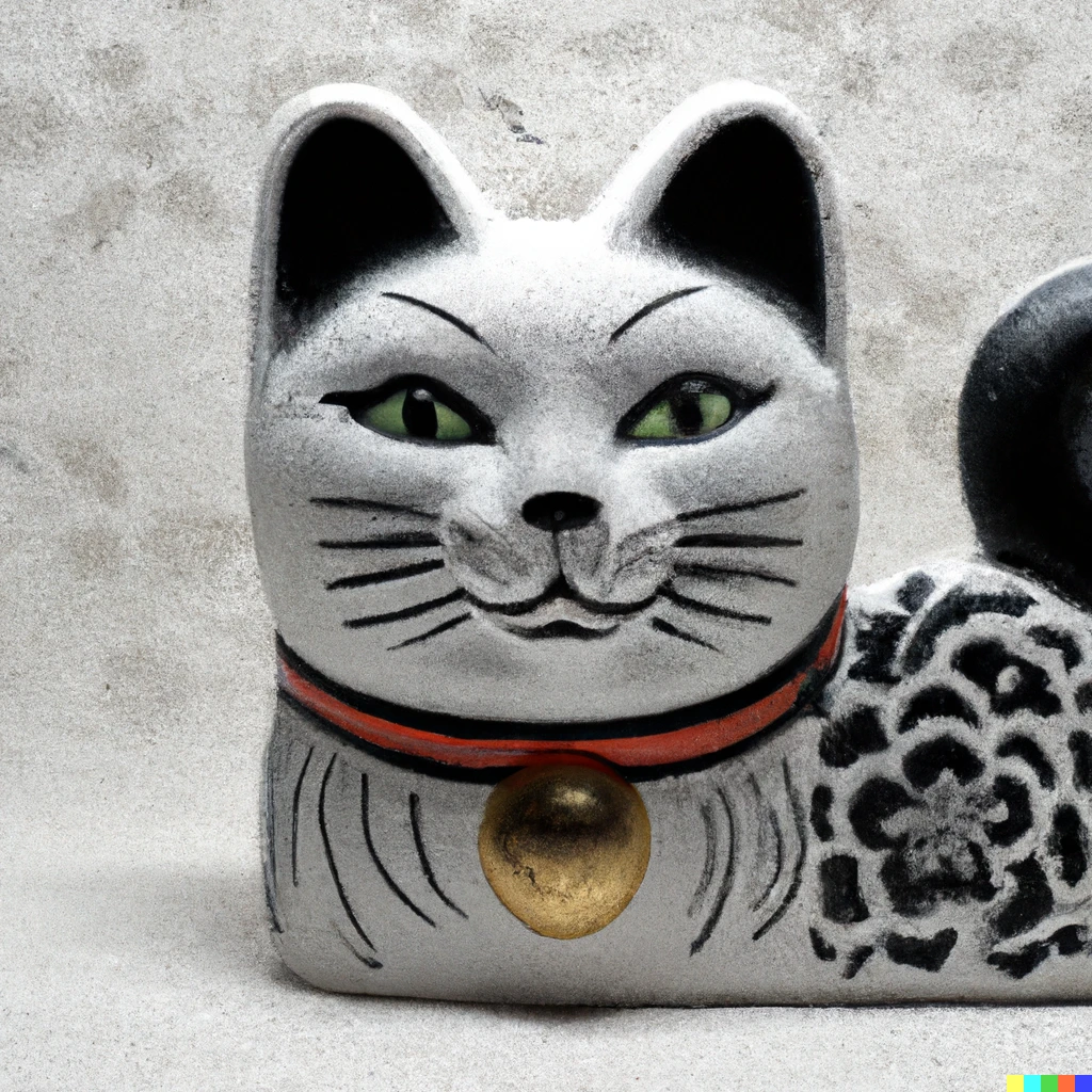 Prompt: Except for the cat part, it is filled with Japanese-style modern relief decoration.