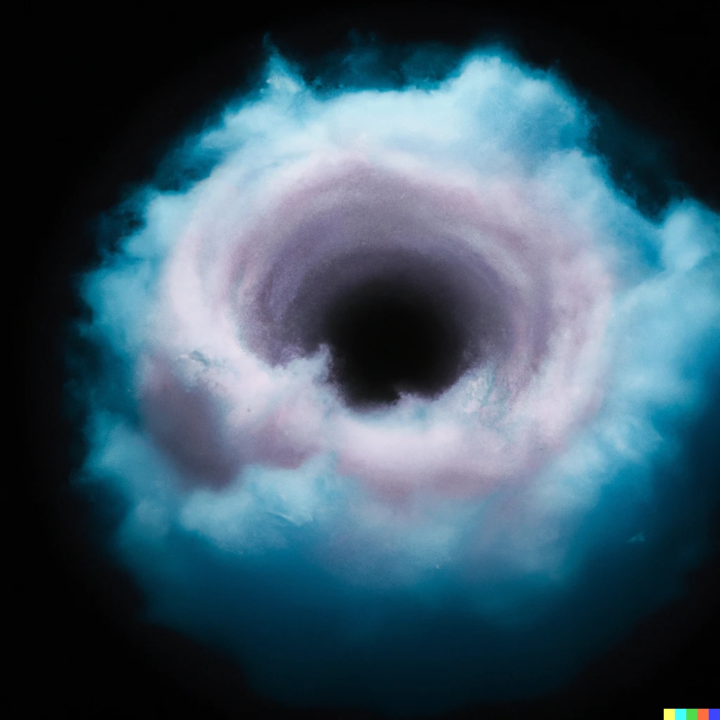 Prompt: A supernova of cotton candy getting sucked into a blackhole.