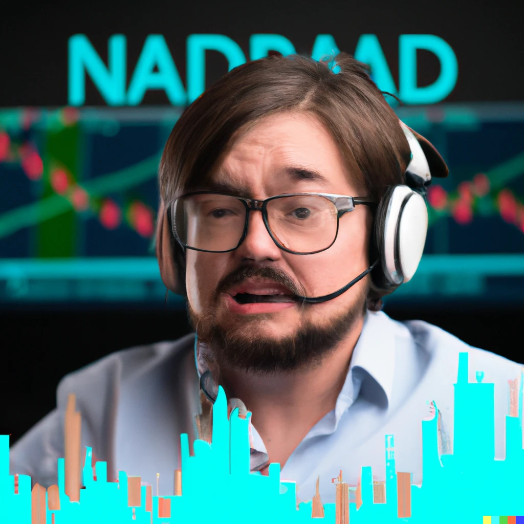 Prompt: Nasdanq traders as the meme market crashes