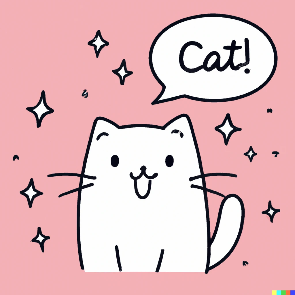 Prompt: A greeting cat, Vector Illustation, line stamp, kawaii