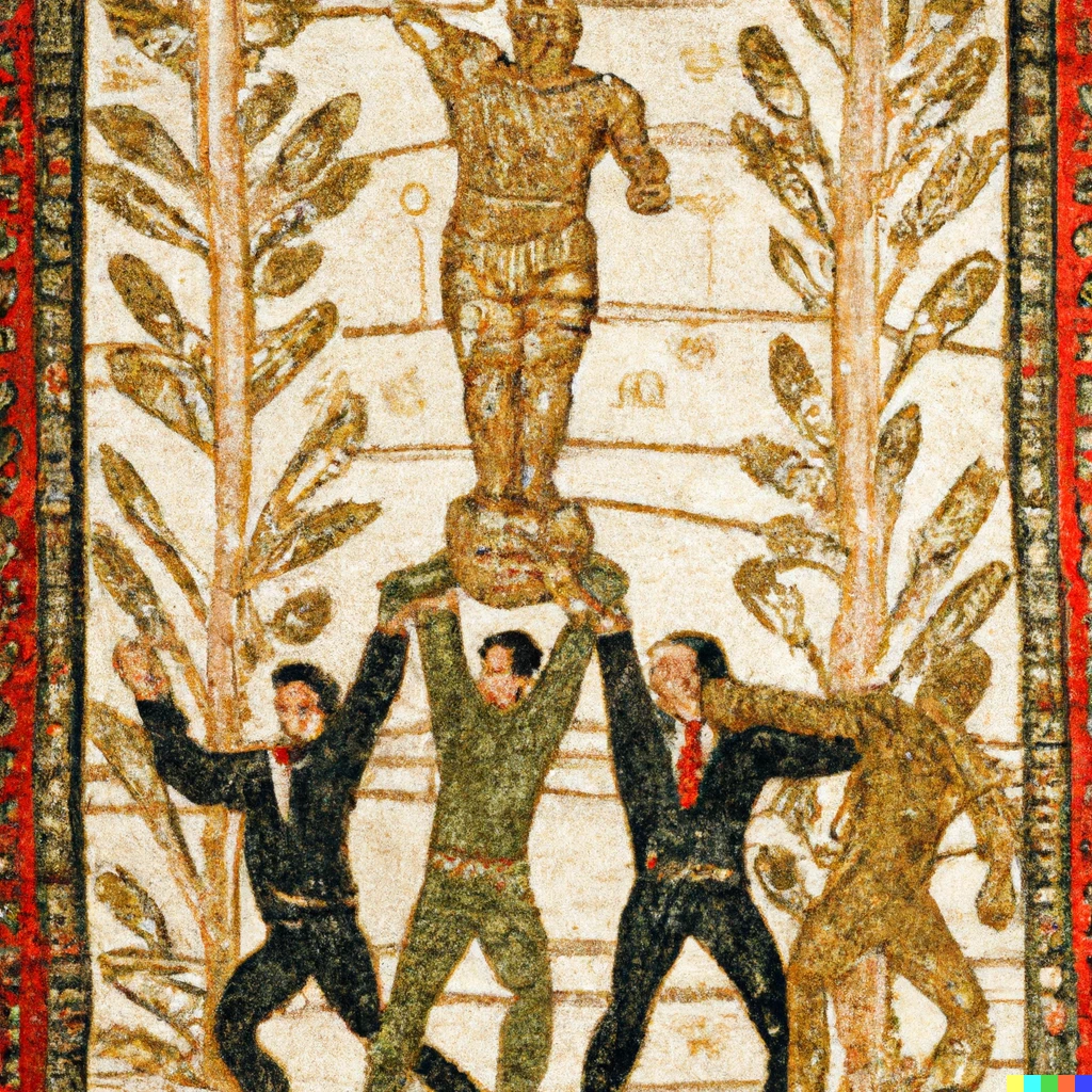 Prompt: Medieval tapestry of somebody winning an Oscar