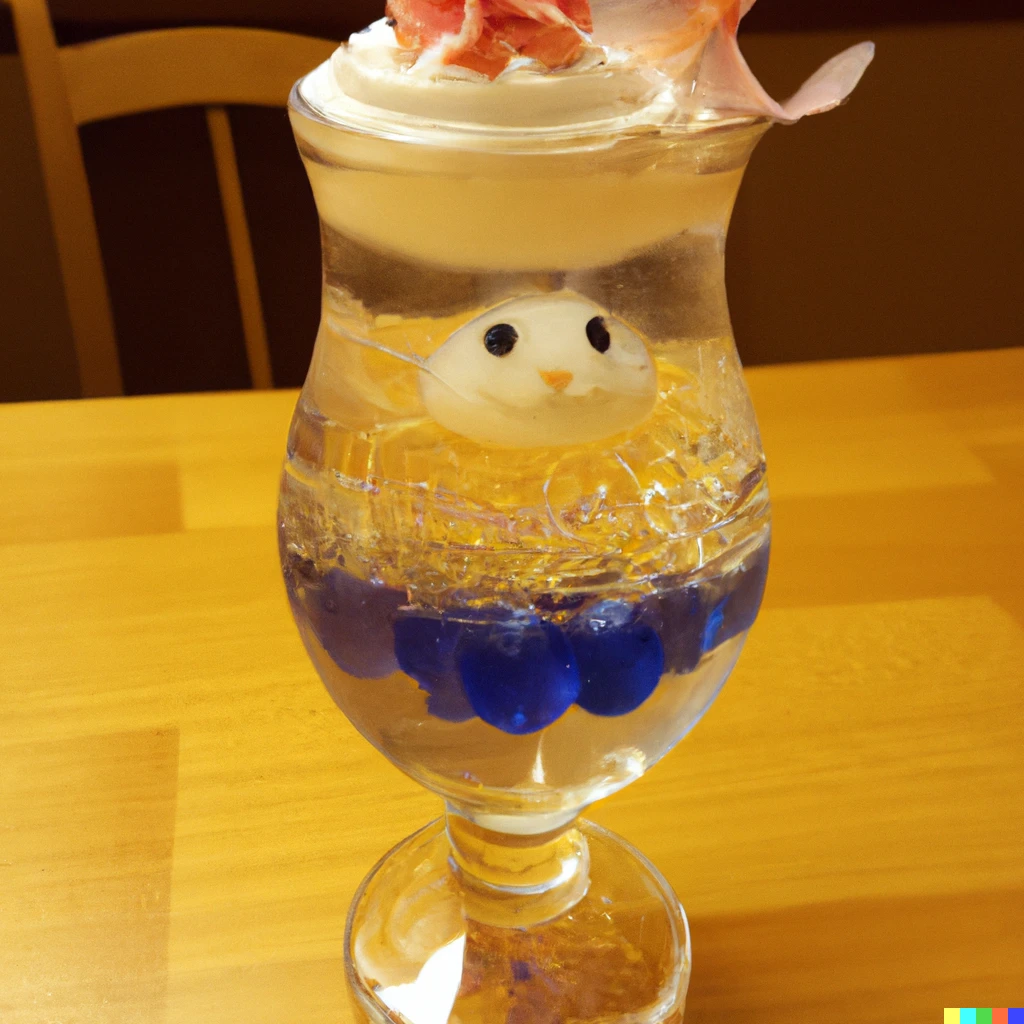 Prompt: goldfish bowl parfait