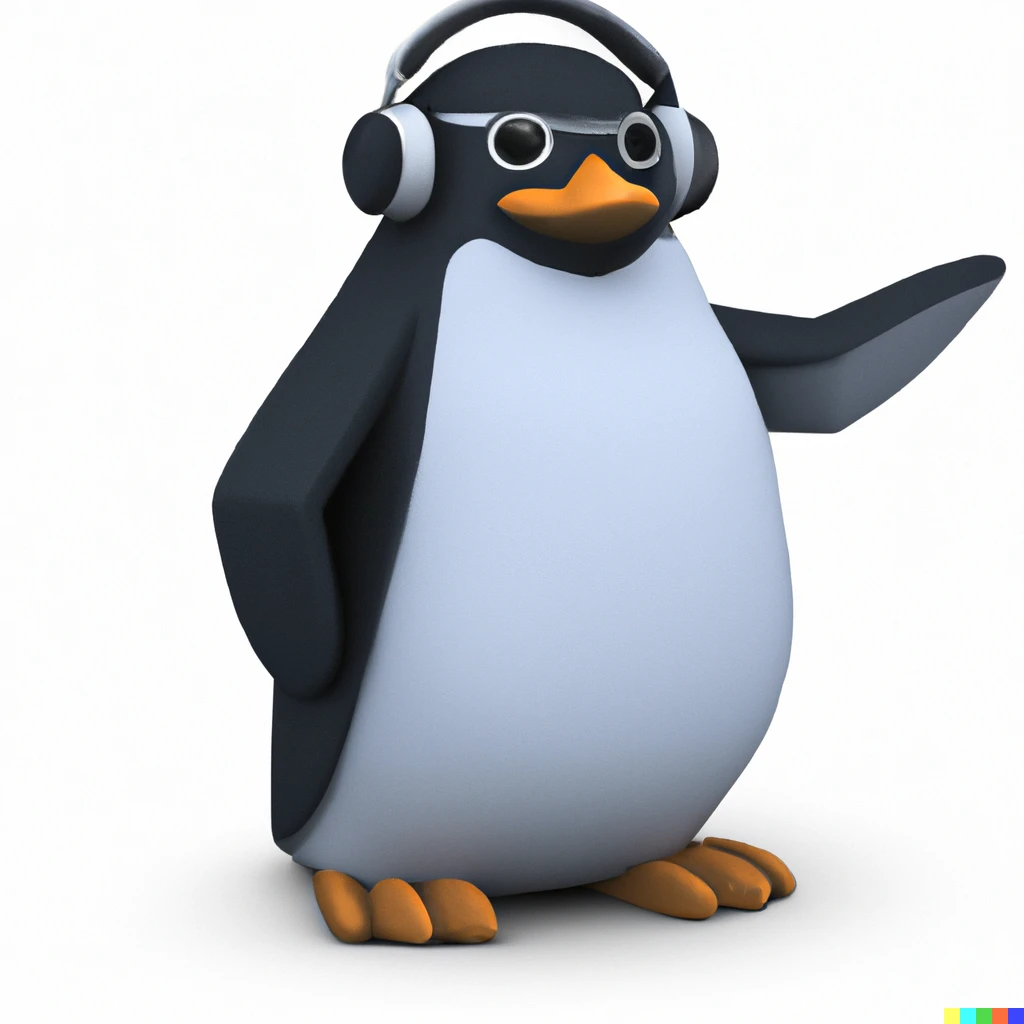 Prompt: 3D render penguin often used in Linux and other applications