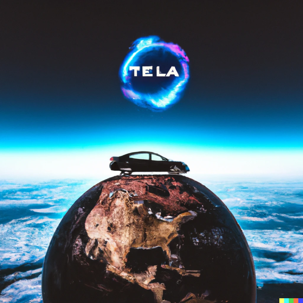 Prompt: Tesla on top of the world