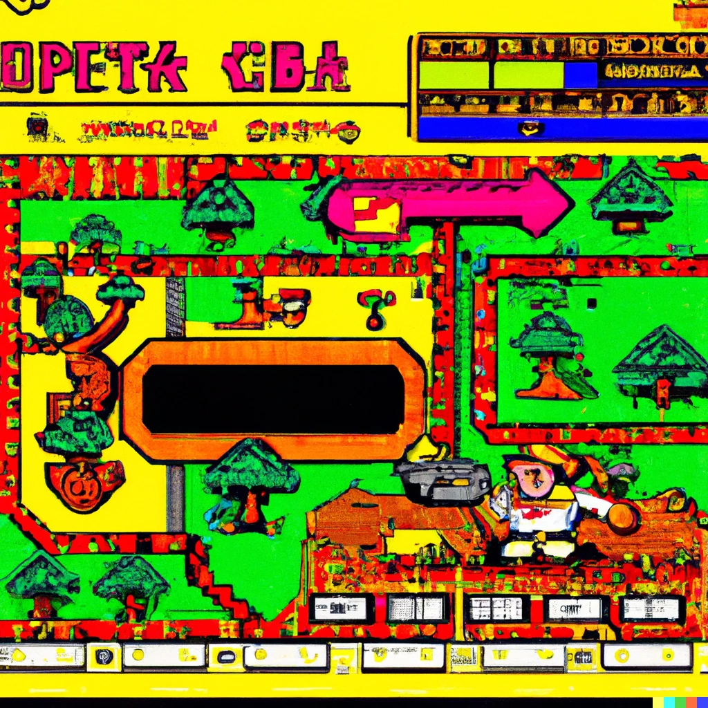 Prompt: A screenshot of gameplay from Capabara Quest, an adventure game for the commodore 64
