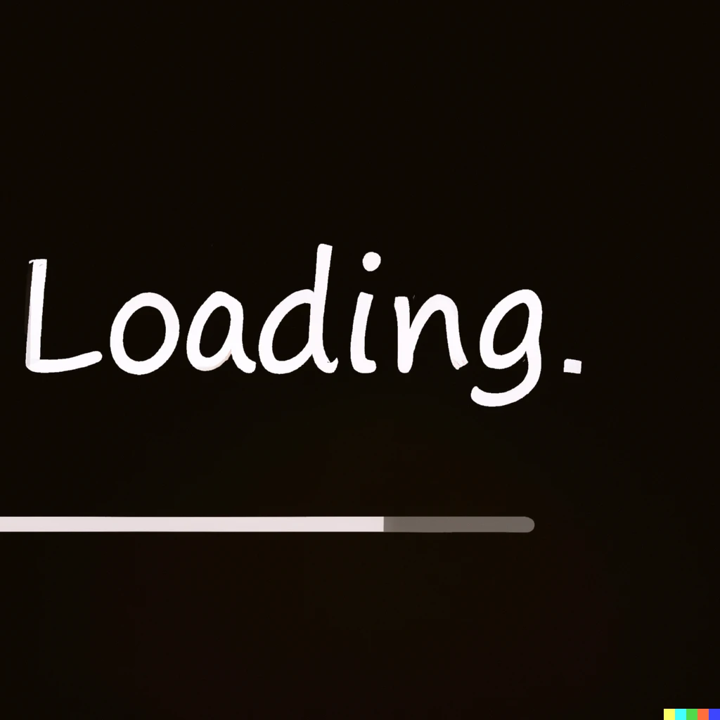 Prompt: A loading screen with cursive font, cursive text. Text saying "loading"