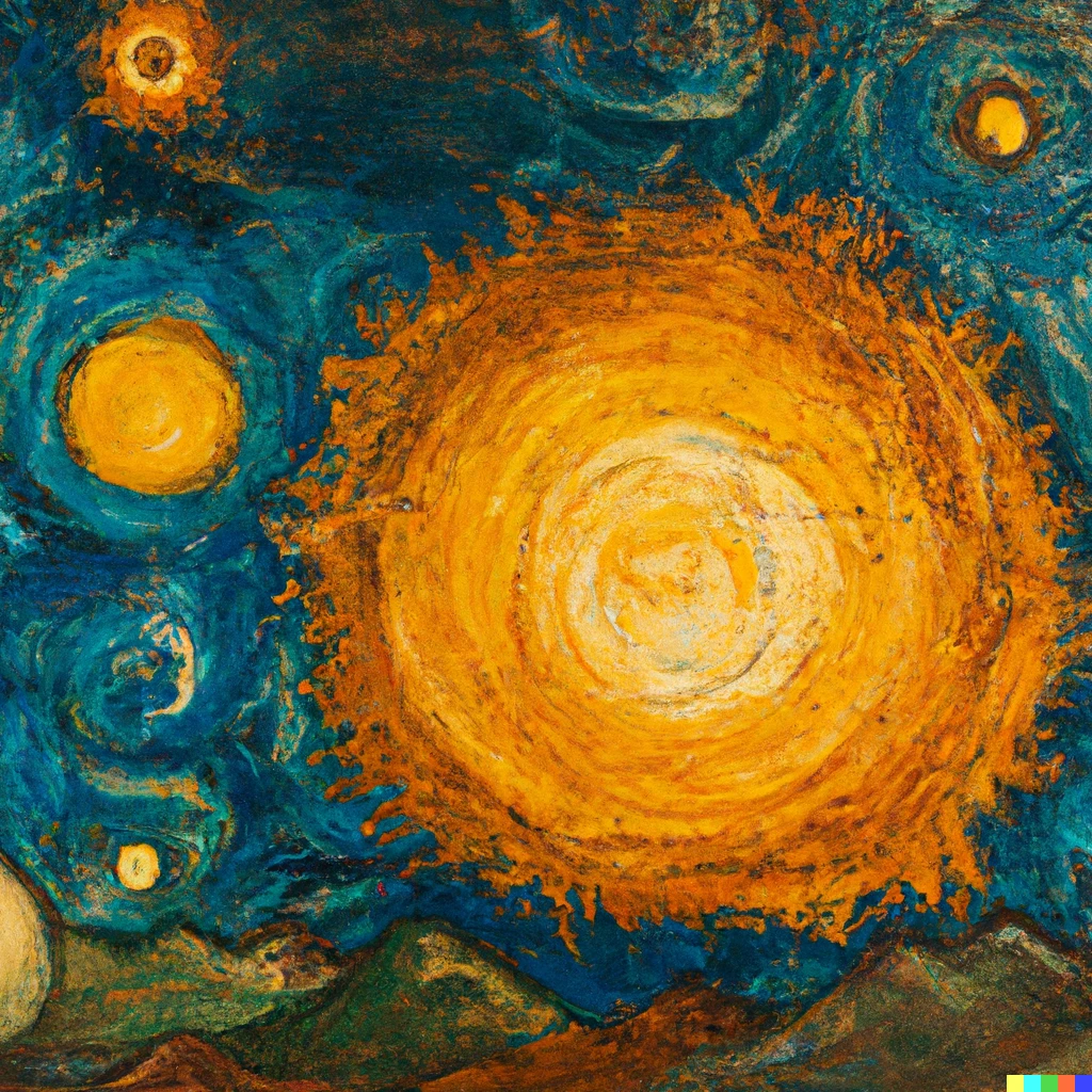 Prompt: The solar sistema painted by Van Gogh