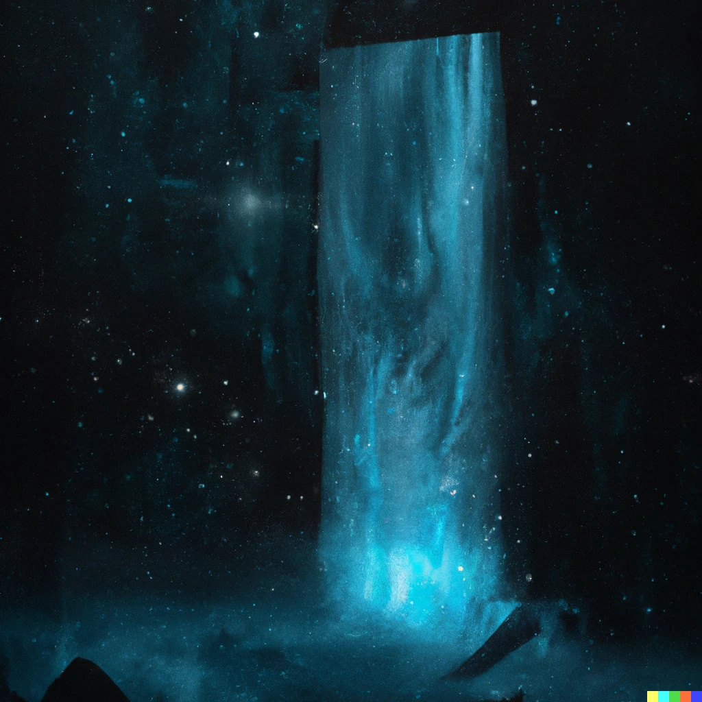 Prompt: waterfall from space digital art
