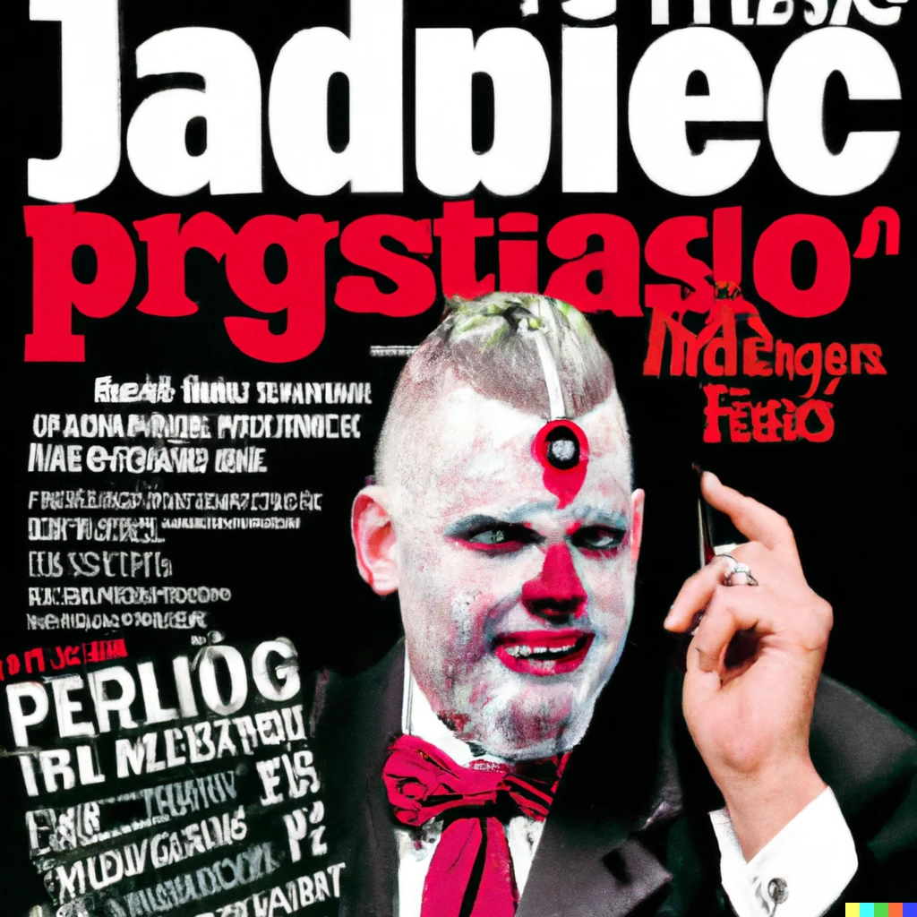 Prompt: A magazine cover with a cover story about a Juggalo becoming president 