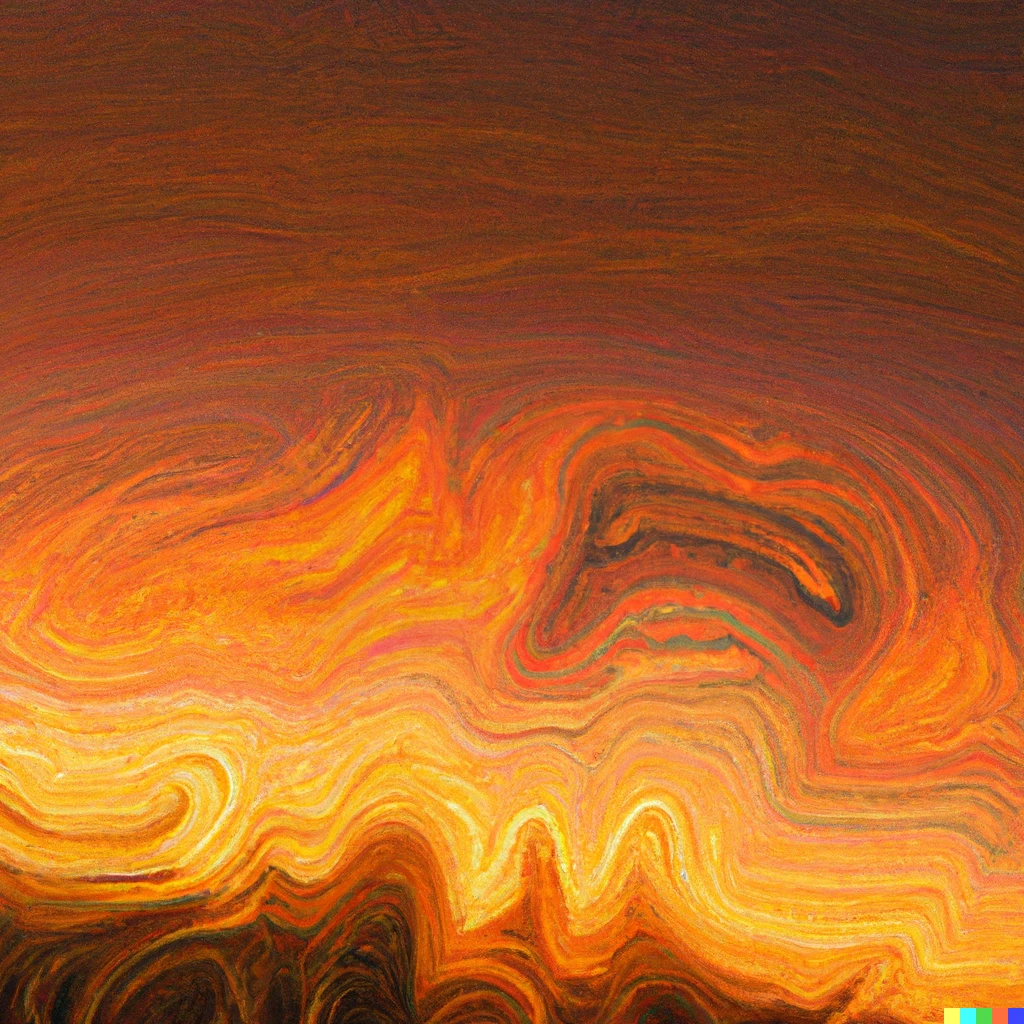 Prompt: An impressionist painting of marble melting in a Spanish sunset, in the style of Monet