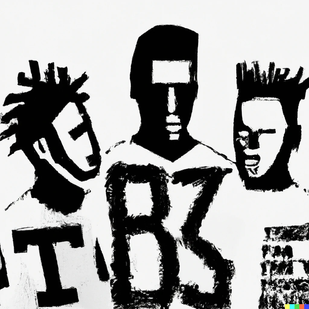 Prompt: a basquiat style painting of besiktas football team