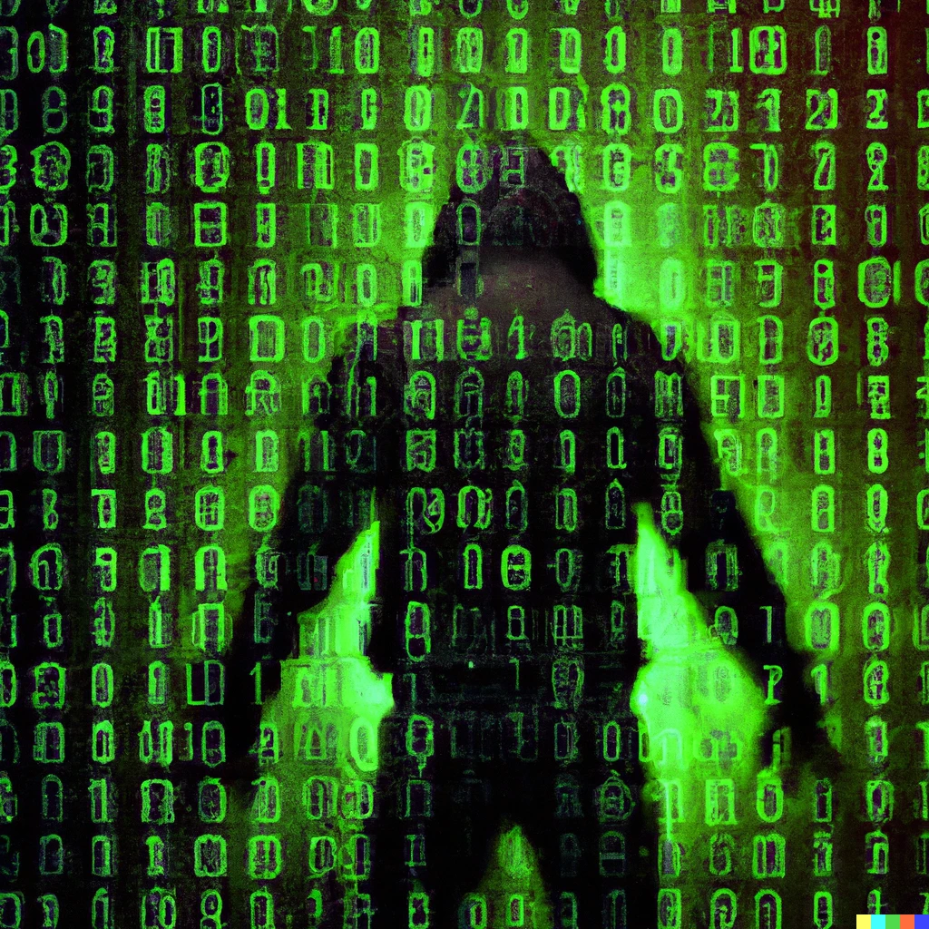 Prompt: Computer hacker entering the matrix digital art