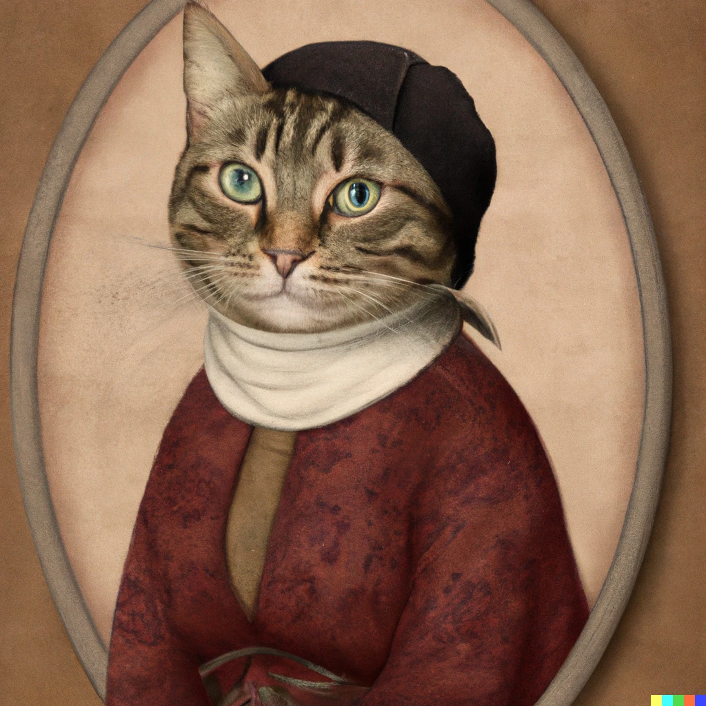 Prompt: a cute hipster cat as Mona Lisa by Da Vinci