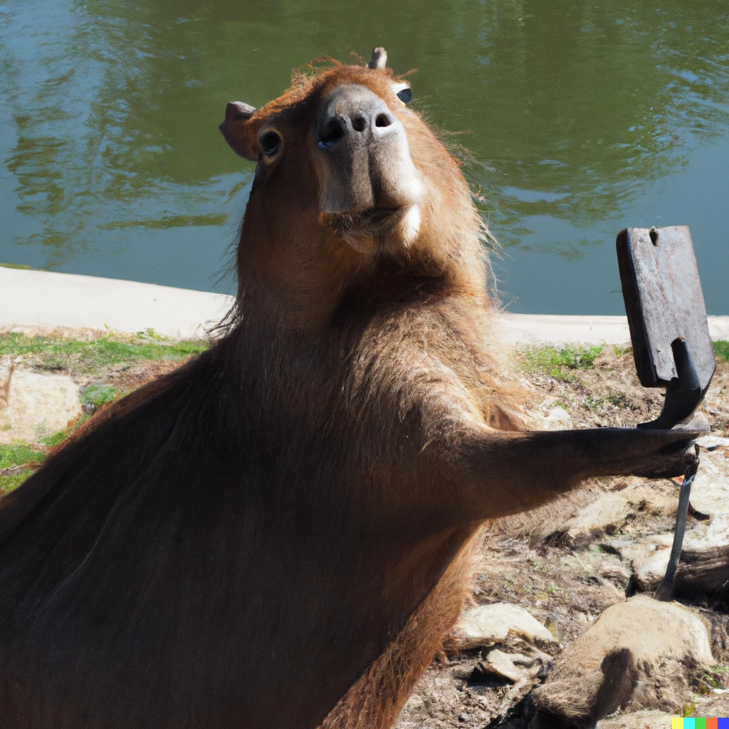 Prompt: A capybara taking a selfie
