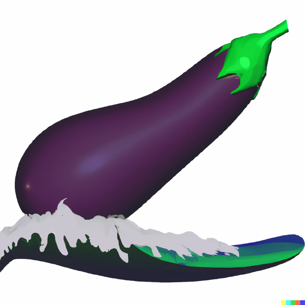 Prompt: realistic Surfing eggplant