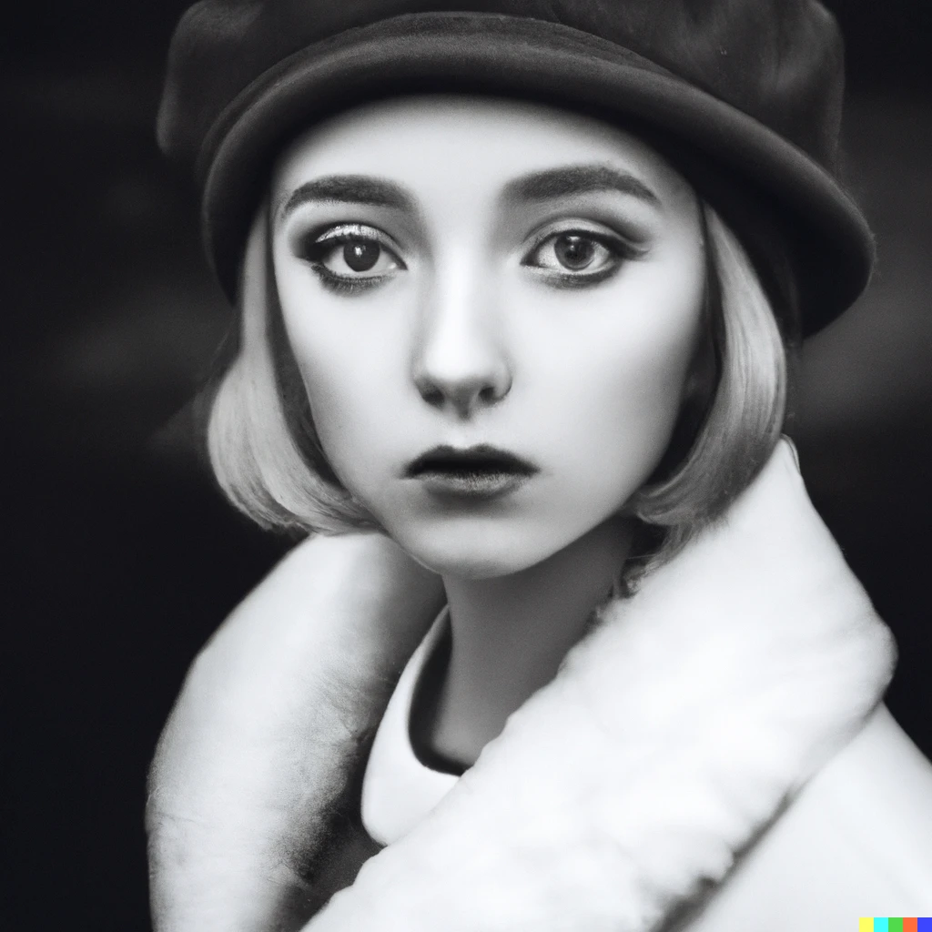 Prompt: portrait of a beautiful girl, vintage, trending on Artstation, film noir