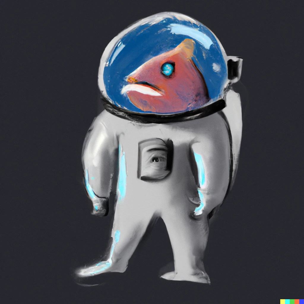Prompt: A fish in an astronaut costume
