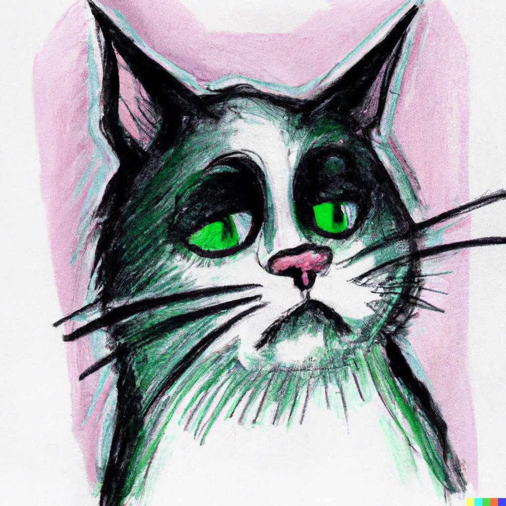 Prompt: marker portrait of a disappointed cat
