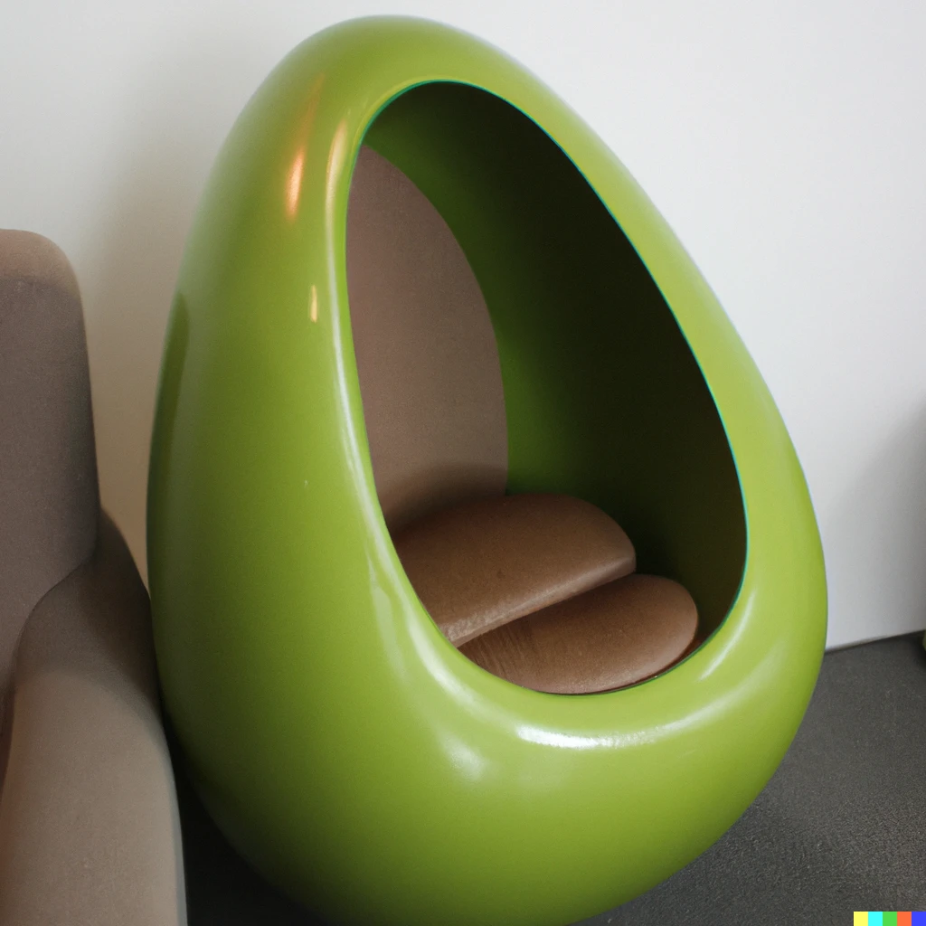Prompt: an armchair in the shape of an avocado