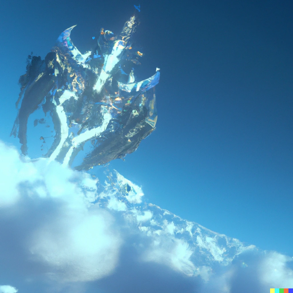 Prompt: A heavenly futuristic opal Empress city Starship floating above heavenly clouds by Yoshitaka Amano. 8k Ultra Render.