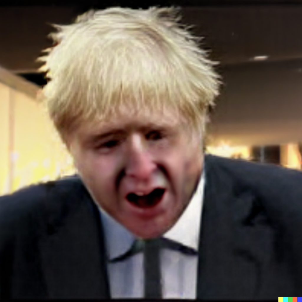 DALL·E 2 | A straw-haired politician called Boris trying to hide his rage