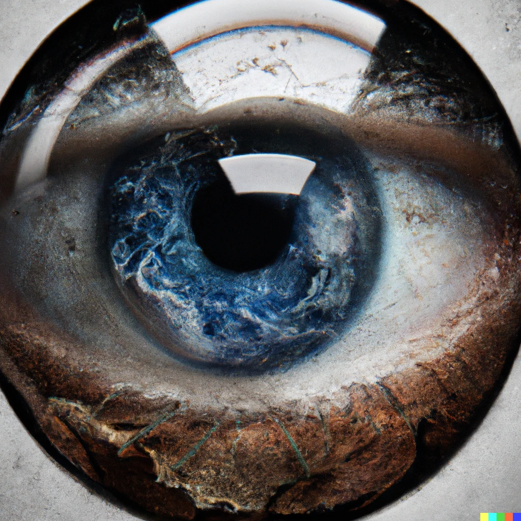 Prompt: glass eye that looks like earth