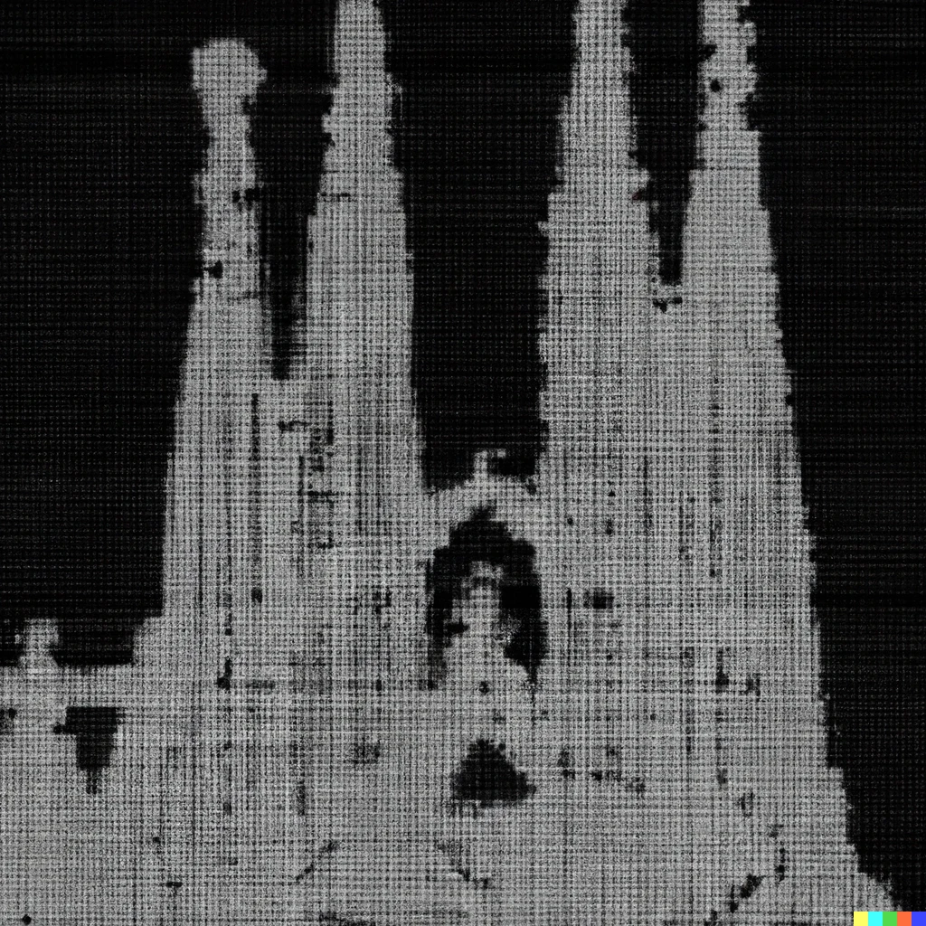 Prompt: Sagrada Familia depicted in ASCII art