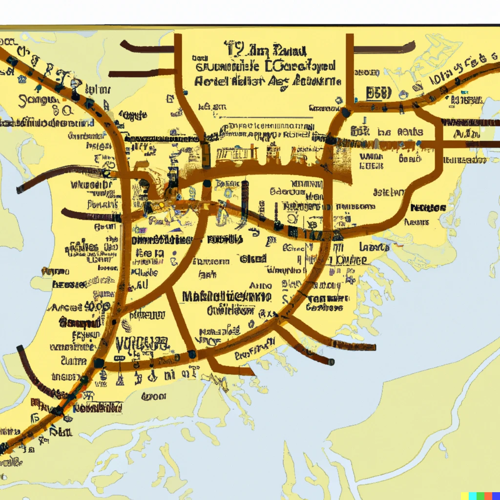Prompt: new york subway style map of Tolkien's Middle Earth from Lord of the Rings