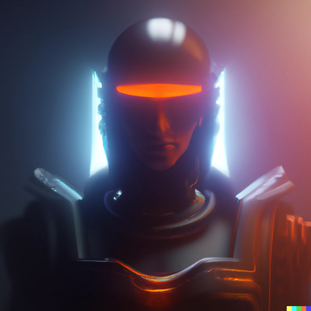 Prompt: A realistic octane render of a futuristic girl wearing a judge dredd outfit, 3d, smooth detail, foggy atmosphere, dramatic lighting