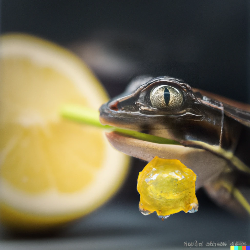 Prompt: A cute lemon eating propelopop-pop
