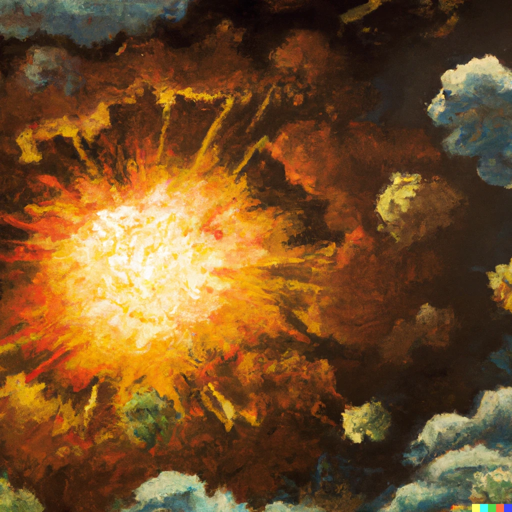 Prompt: Rubens painting of a nuclear explosion