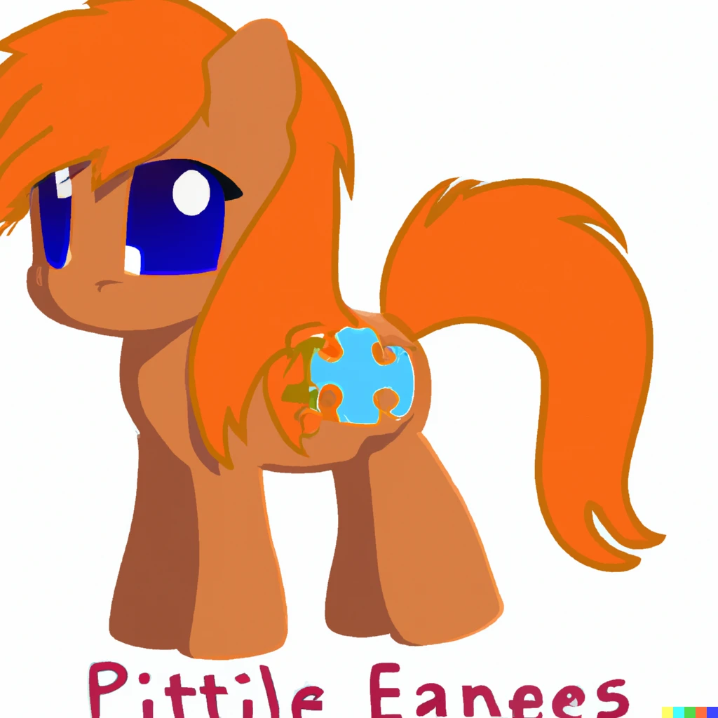 Prompt:  My Little Pony generation 4. An orange furry earth pony with a blue puzzle cutie mark. 