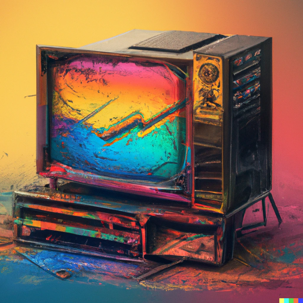 Prompt: A digital Illustration of the a purely mechanical television, 4k, detailed, fantasy vivid colors