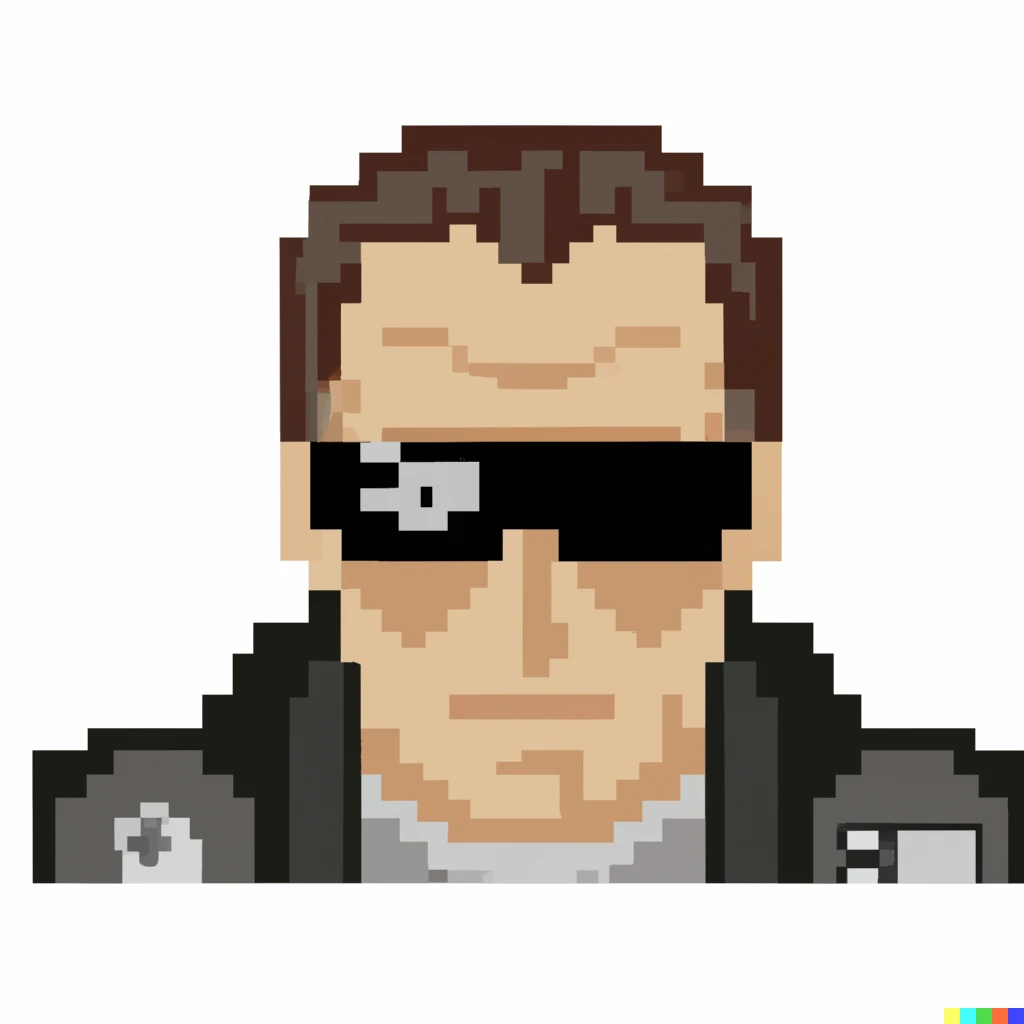 Prompt: Pixel art of the movie Terminator 2