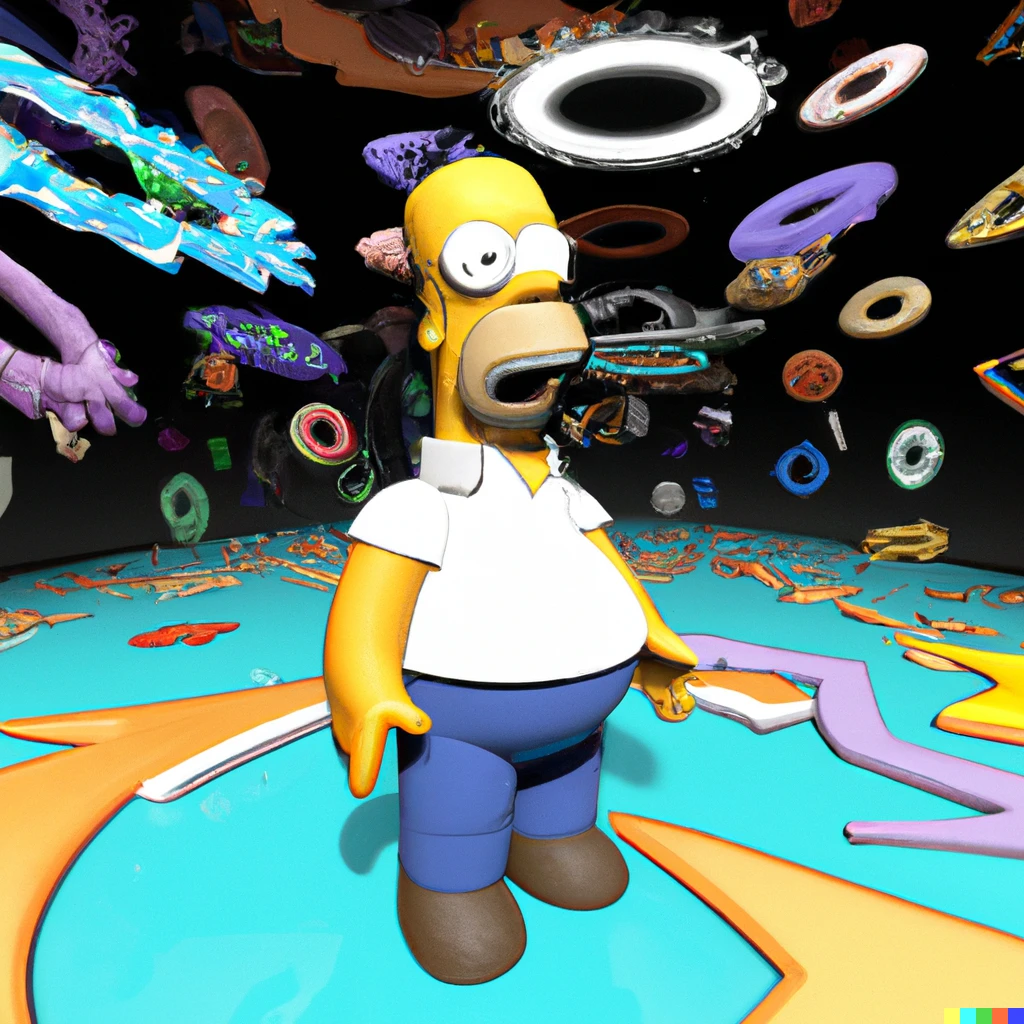 Prompt: 3d render of Homer Simpson in the multiverse