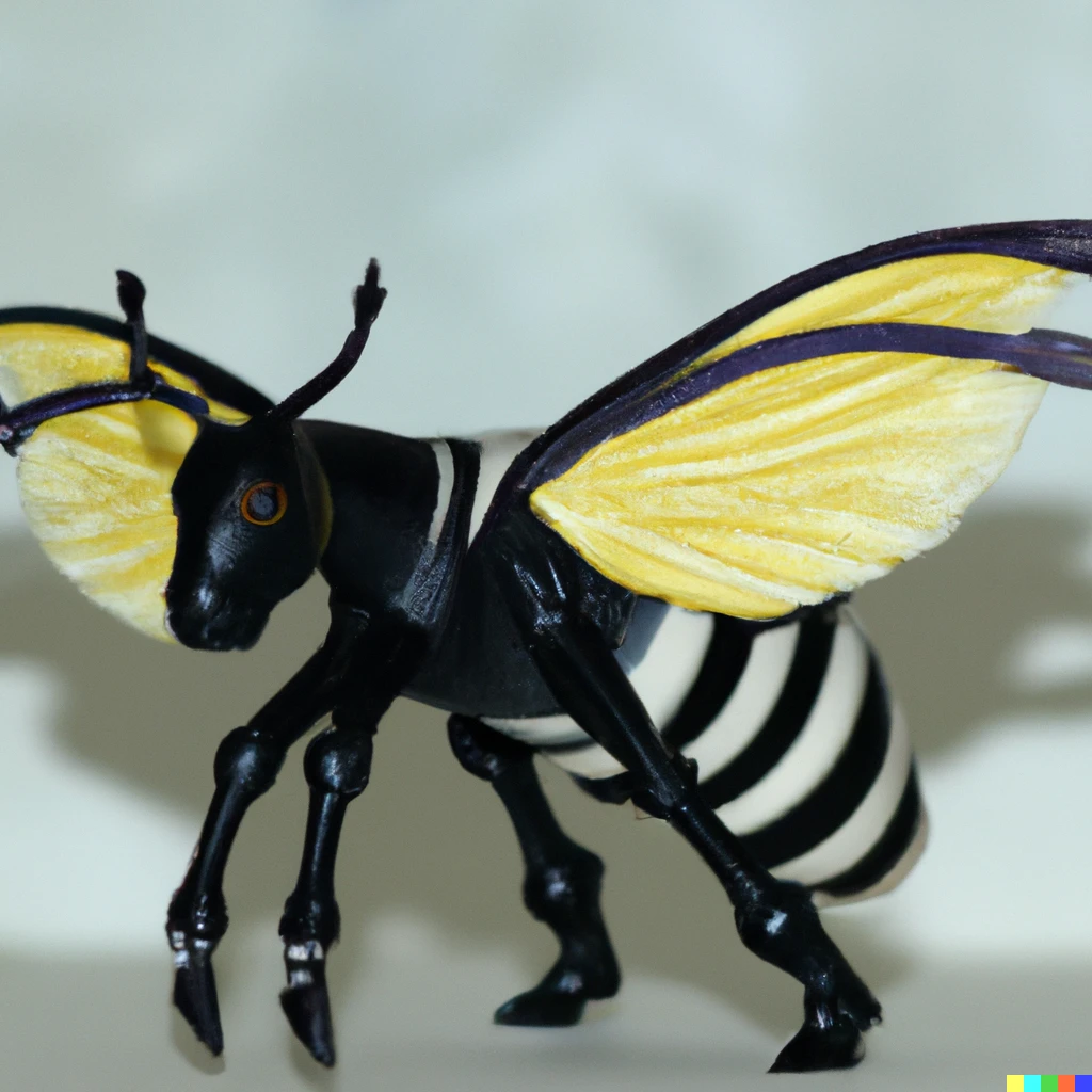 Prompt: Product photo of a breyer horse model of a bumblebee insect
