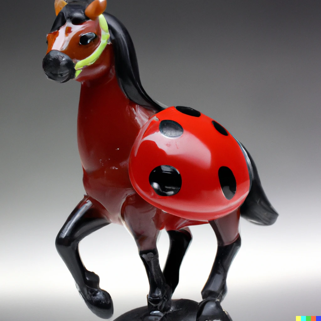 Prompt: Product photo of a breyer horse model of a ladybug