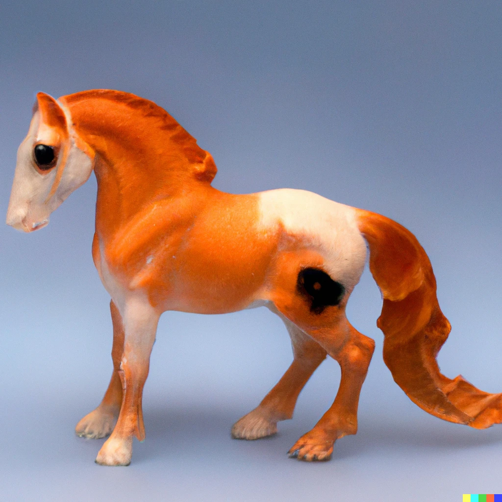 Prompt: Product photo of a breyer horse model of a goldfish