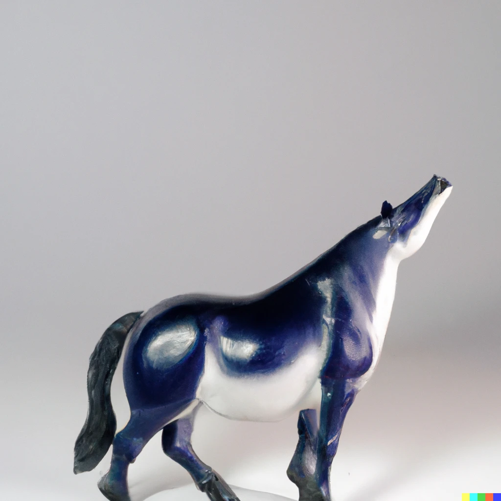 Prompt: Product photo of a breyer horse model of a whale horsie