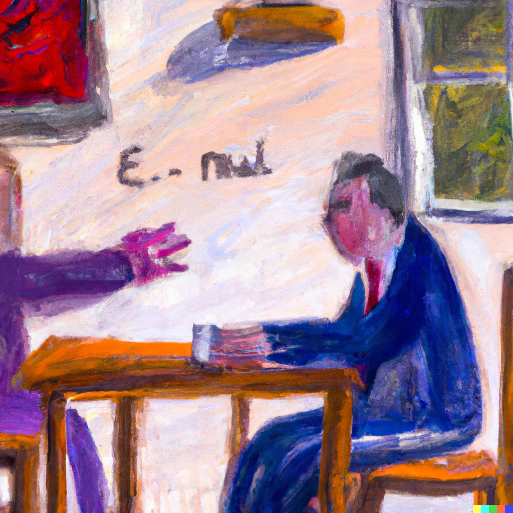 Prompt: An impressionist painting of a meeting that should have been a two-sentence email.