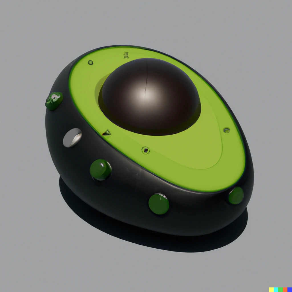 Prompt: avocado shaped trackball, digital art