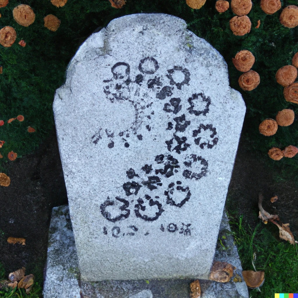 Prompt: A gravestone remembering the Mandelbrot set