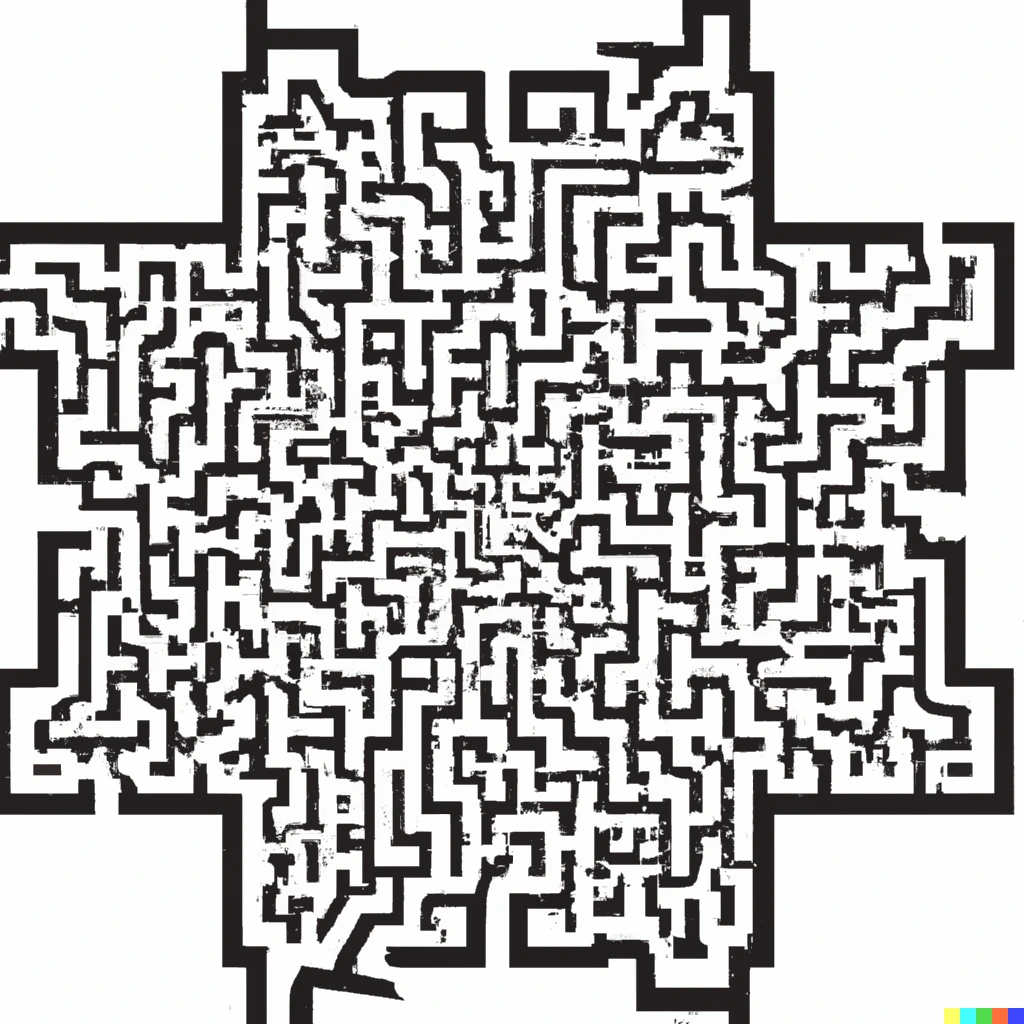 Prompt: A maze in the shape of the Mandelbrot set