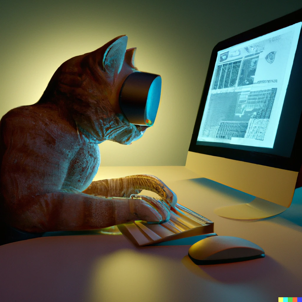 Prompt: A cat using an extremely advanced computer, 3d render, unreal engine