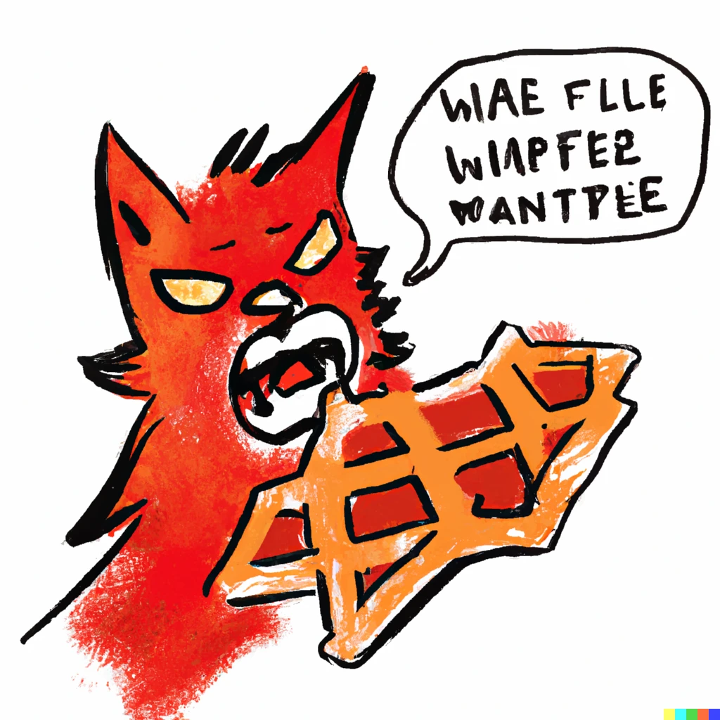 Prompt: Firestar doesn't like waffles