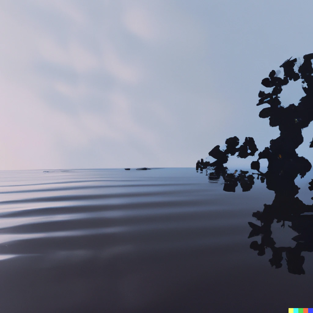 Prompt: The Mandelbrot set reflected by water in a puddle, aesthetic 3d render, unreal engine