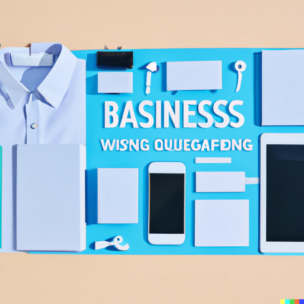 Prompt: Knolling of business
